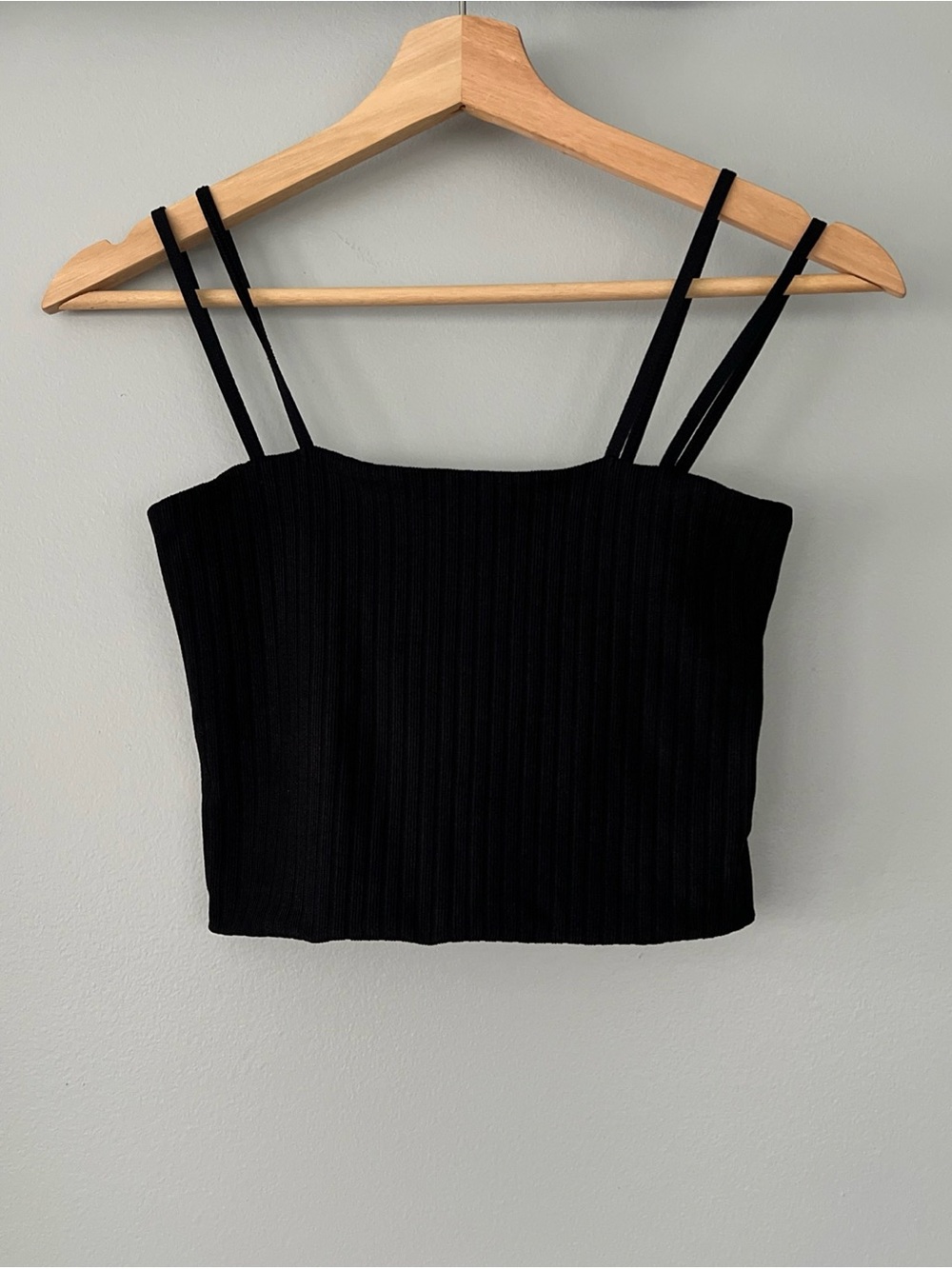 Free People Intimately Women’s XS/S Double Strap Black Ribbed Cropped Cami Top